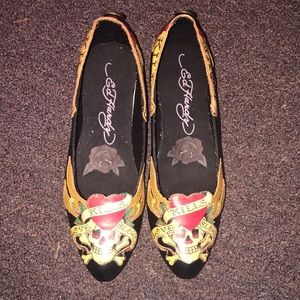 NWOT Ed Hardy Love Kills Slowly Black Flats